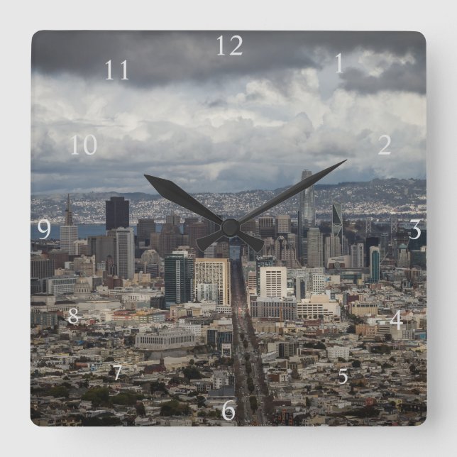 San Francisco Time Fyrkantig Klocka (Framsida)