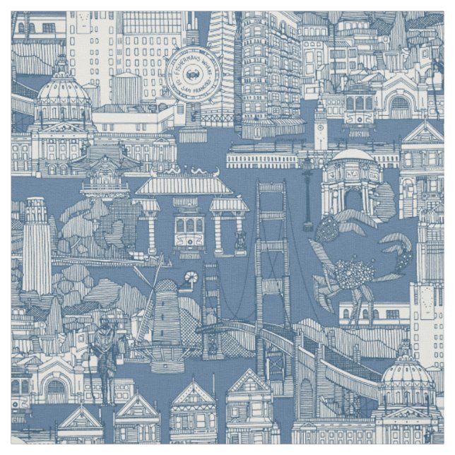 San Francisco toalett kobolt denim Tyg (Provkarta)