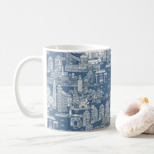 San Francisco toalett koboltblå denim Kaffemugg (Med munk)