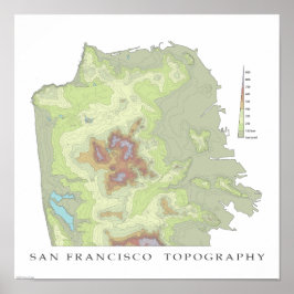 San Francisco Topo Karta - vit - 12 x 12 Poster