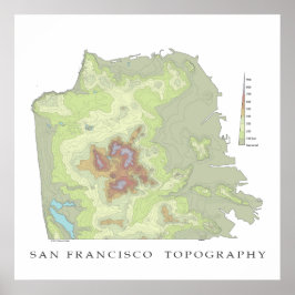San Francisco Topo Karta - Vit 24 x 24 Poster