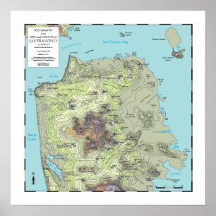 San Francisco topografikarta (2013) Poster