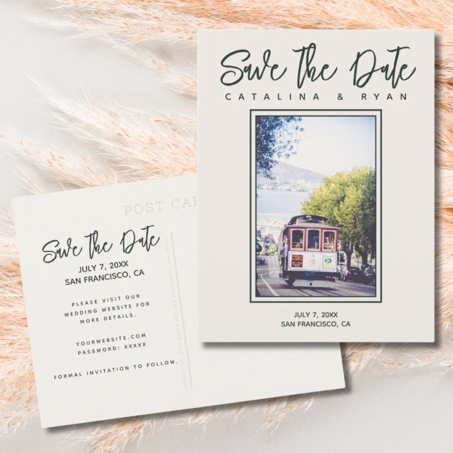 San Francisco Trolley Bröllop spara datum Vykort (San Francisco Save the Date Postcards)