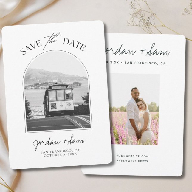 San Francisco Trolley Svart & Vitt Spara datumet Inbjudningar (San Francisco Trolley Black & White Save the Date Invitation
)