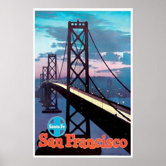 San Francisco tryck Golden Gate Bridge Art Santa (Framsidan)