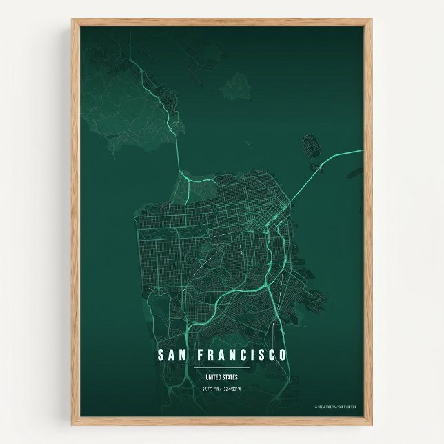 San Francisco tryckt kartvägg Poster Present (Skapare uppladdad)