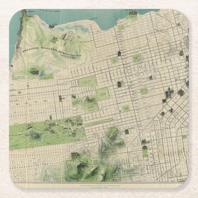 San Francisco Underlägg Papper Kvadrat (Framsidan)