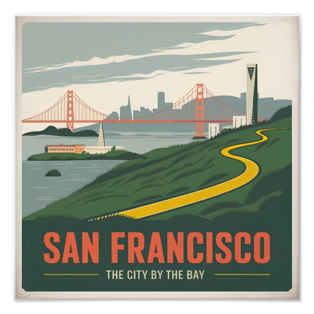 San Francisco USA vintage Fototryck (Framsidan)