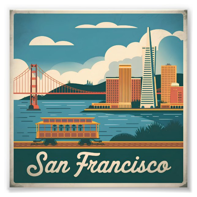 San Francisco USA vintage Fototryck (Framsidan)