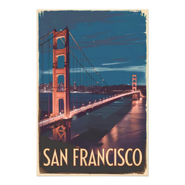 San Francisco USA vintage Fototryck (Framsidan)