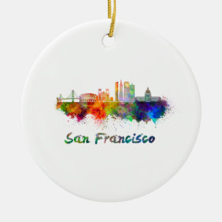 San Francisco V2-skylin vattenfärgskopia Julgransprydnad Keramik