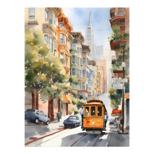 San Francisco vattencolor art Fototryck