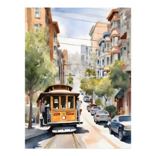 San Francisco vattencolor art Fototryck