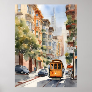 San Francisco vattencolor art Poster