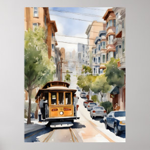 San Francisco vattencolor art Poster