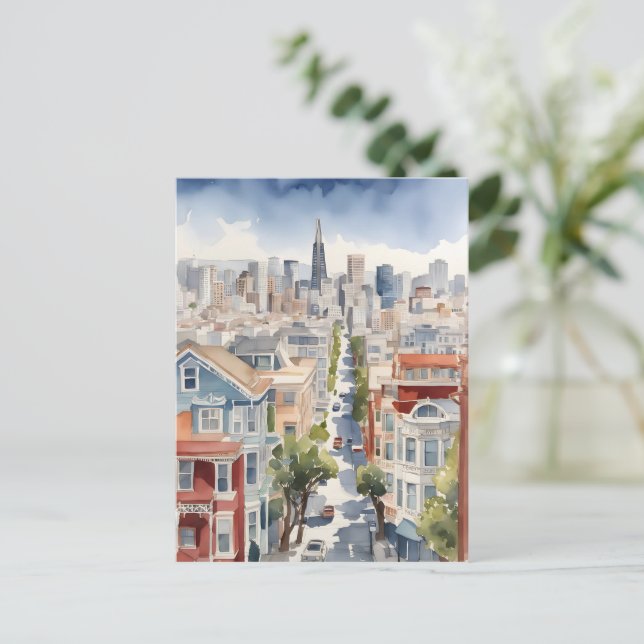 San Francisco vattencolor art Vykort (Stående Fram)