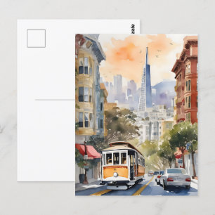 San Francisco vattencolor art Vykort