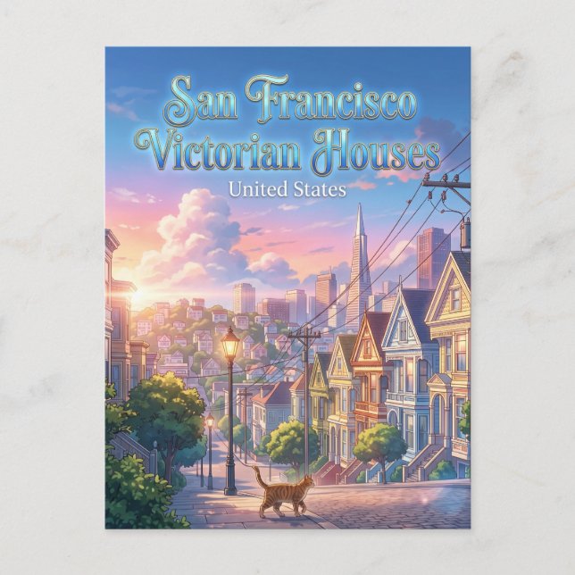 San Francisco viktorianska hus Kalifornien Vykort (Framsida)