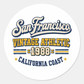 San Francisco Vintage Athletic Rund Klistermärke
