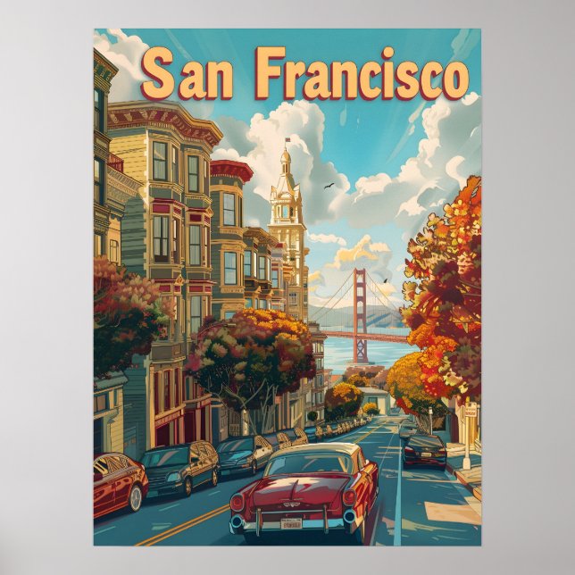 San Francisco Vintage bil Poster (Framsidan)