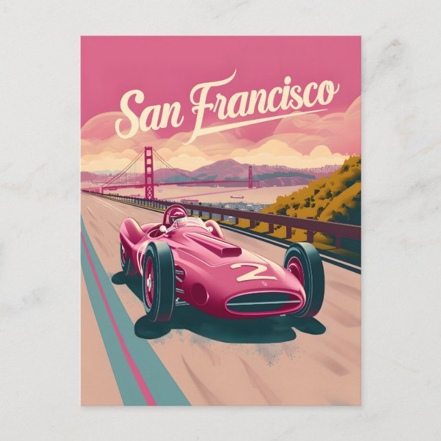 San Francisco vintage racing car Vykort (Framsida)
