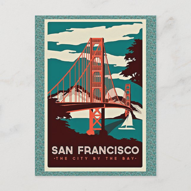 San Francisco vintage resor poster Vykort (Framsida)
