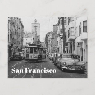 San Francisco-vintage, svart och vitt foto Vykort