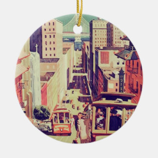 San Francisco vintage vykort Julgransprydnad Keramik