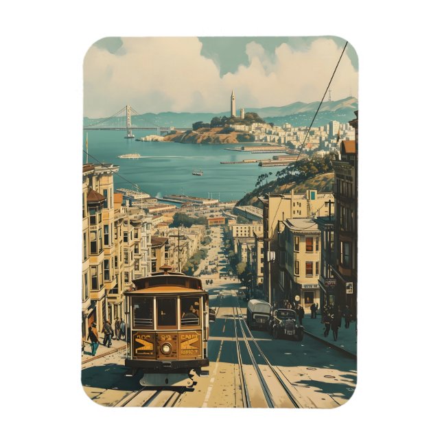 San Francisco: Vintagen Nostalgia Magnet (Vertikal)
