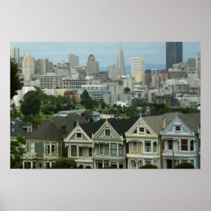 San Francisco vykortsraden stads scenfotografering Poster