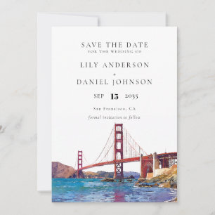 San Francisco Watercolor Destination Bröllop Spara Datumet