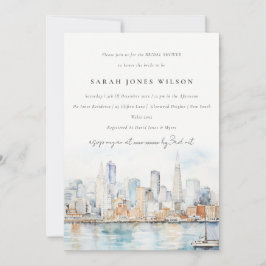 San Francisco Watercolor Landscape Bridal Shower Inbjudningar