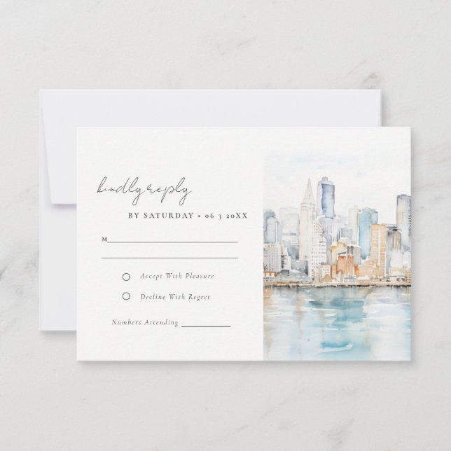 San Francisco Watercolor Landscape Wedding OSA Kort (Framsida)