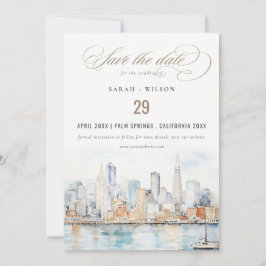 San Francisco Watercolor Landscape Wedding Spara Datumet