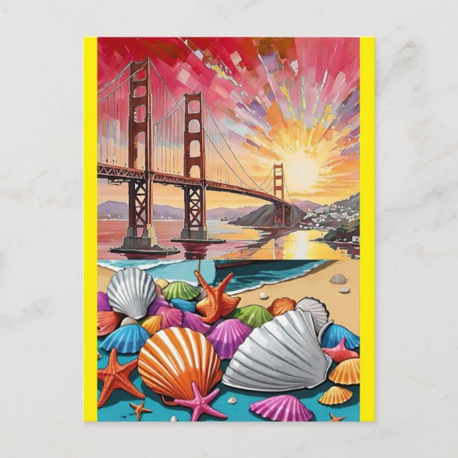 San Francisco Watercolor Painting, Golden Grind Br Vykort (Framsida)