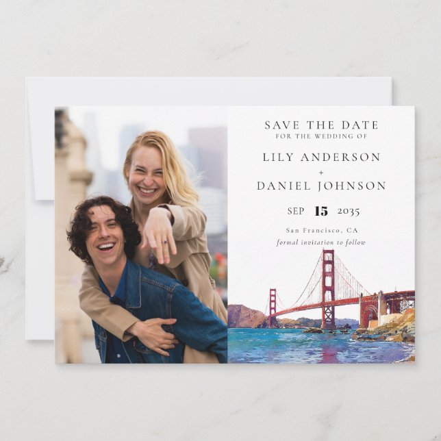 San Francisco Watercolor Photo Wedding Spara Datumet (Framsida)