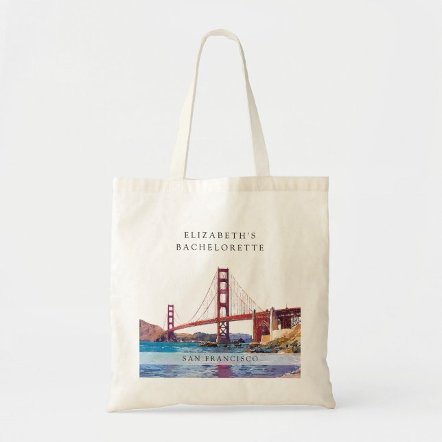San Francisco Watercolor Sistuppkopplat Weekend Tygkasse (Framsidan)