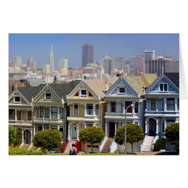 San Franciscos berömda Painted Ladies Hälsningskort (Framsidan Horizontal)