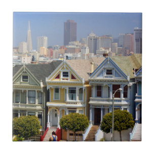 San Franciscos berömda Painted Ladies Kakelplatta