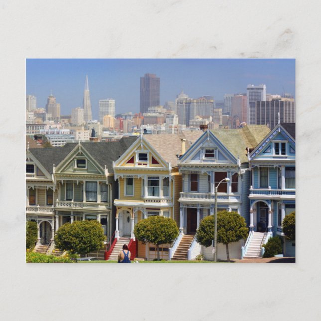 San Franciscos berömda Painted Ladies Vykort (Framsida)