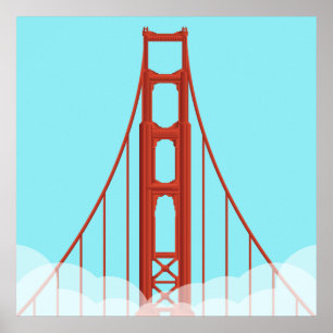 San Francisco's Iconic Golden Grind Bridge Illustr Poster