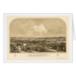 San Francsico, panorama- karta för CA - 1851 Hälsningskort