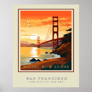 San Frans Golden Grind Bridge Travel Poster