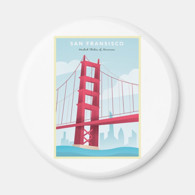 San Fransisco, USA - Vintage resor Poster Magnet (Framsidan)