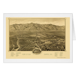 San Gabriel panorama- karta för CA - 1893 Hälsningskort