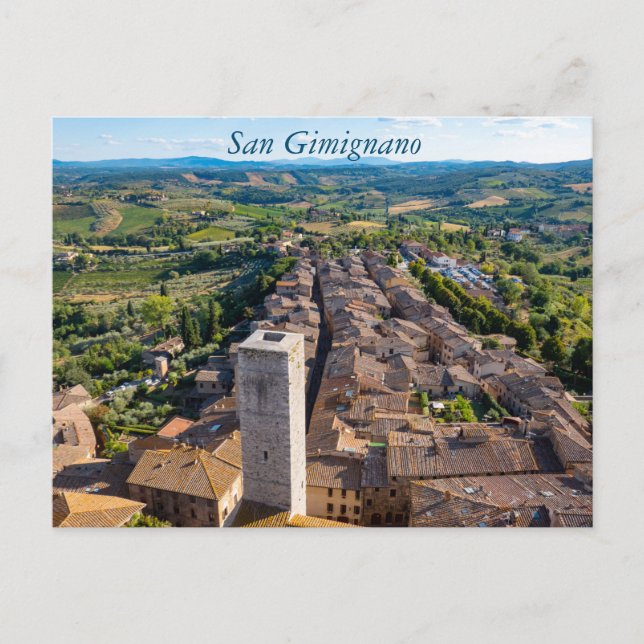 San Gimignano cityscape, Toskana Postcard Vykort (Framsida)