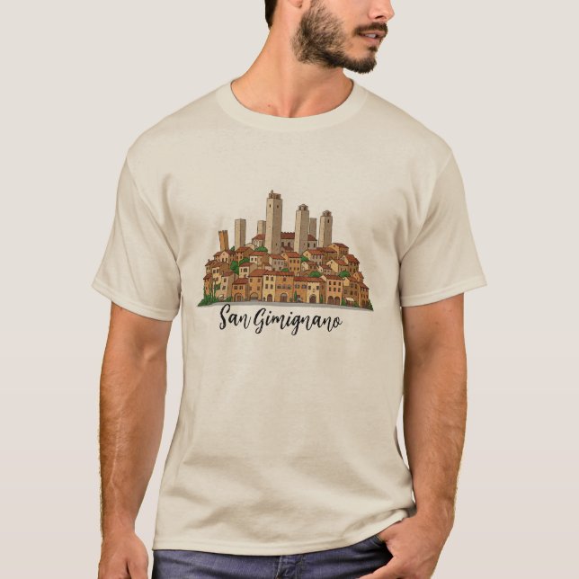 San Gimignano Italien Toskana Travel T Shirt (Framsida)