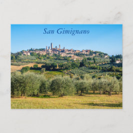 San Gimignano siluett, Toscana, Italien Vykort