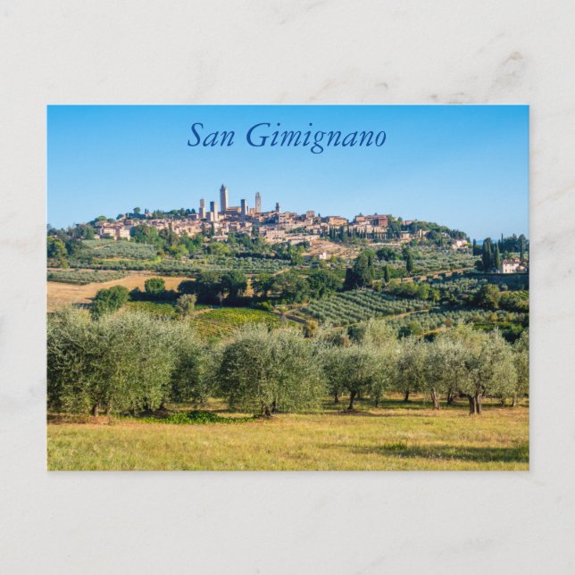 San Gimignano siluett, Toscana, Italien Vykort (Framsida)