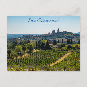 San Gimignano siluett, Toscana, Italien vykort